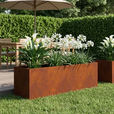 vidaXL Vază pentru Grădină Ruginit 100 x 30 x 30 cm