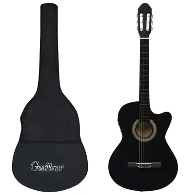 Gossi set chitara acustica cu egalizator, 12 piese, 6 corzi, negru
