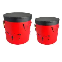 Set 2 cutii rotunde cu fluturi și lumini - roșu