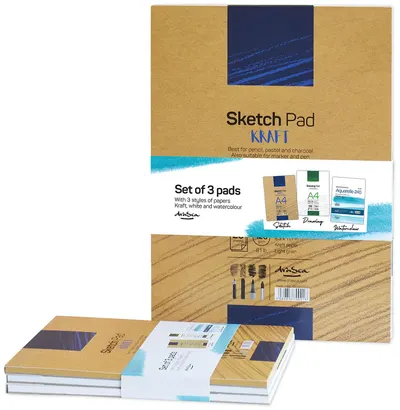 Set caiete de schițe Drasca - A4, 3 buc