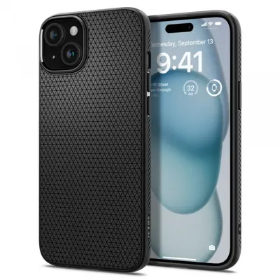 Husa pentru Apple iPhone 15, Spigen, Liquid Air Matte, Neagra ACS06790