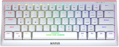 Tastatură mecanică Marvo - KG962G Hecate 61R WH White, Red switches, albă