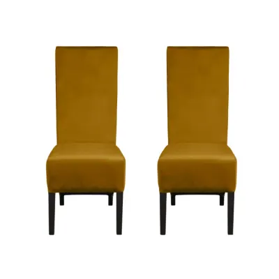 Set 2 scaune living VANESSA, picioare lemn wenge, stofa galben, 47x60x110 cm