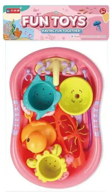Set jucării pentru plajă și baie Raya Toys - Cadă cu accesorii, roz