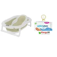 Set cadita bebe, Primabobo, Genua Premium, cu termometru, dop si suport anatomic, Bej + servetele umede Water Wipes, biodegradabile, fara alcool, plastic si parfum, 540 bucati, pe baza de apa