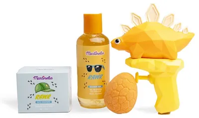 Cosmetică pentru copii de baie Martinelia - Dino, 4 piese, galben
