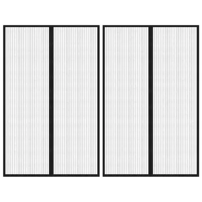 vidaXL Perdea de ușă anti-insecte cu magnet, 2 buc., negru, 220x130 cm