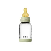 Set complet biberon din sticla anticolici cu tetina din latex, flux lent, 120 ml, Sage