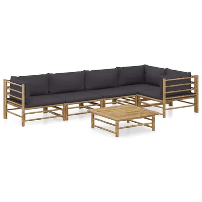 Gossi set mobilier de gradina cu perne gri inchis, 6 piese, bambus