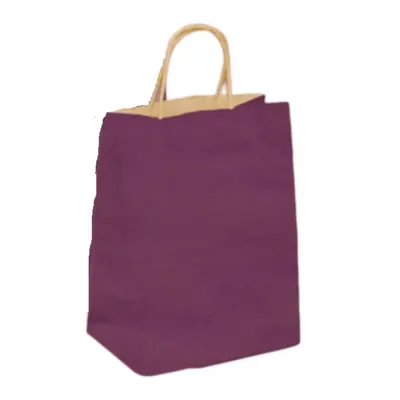 Pungi din Hartie cu Manere, Mov, Interior Natur, 25 x 14 x 30 cm, 100 Bucati