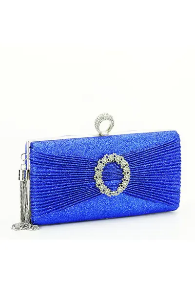 Geanta clutch cu brosa BYH8815 05 Albastru 10839 - Albastru