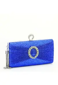 Geanta clutch cu brosa BYH8815 05 Albastru 10839 - Albastru