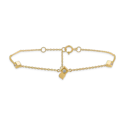 Bratara minimalista din aur galben cu diamante de 0.092ct