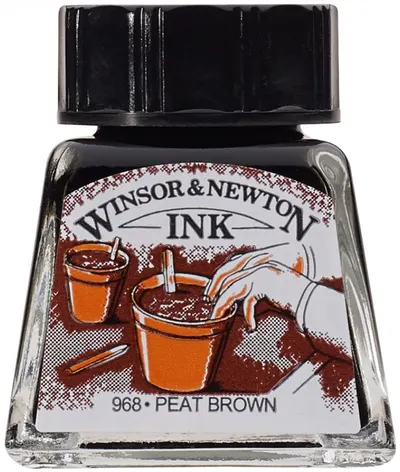 Cerneală de caligrafie Winsor & Newton - Maro, 14 ml