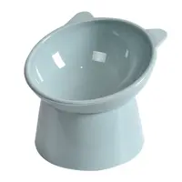 Bol din plastic, cu picior inalt, pentru pisici, albastru-gri, 13 x 11 xm