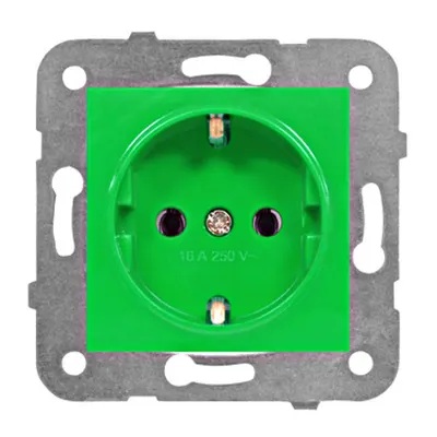 Insert priză 16A, verde, cleme elastice