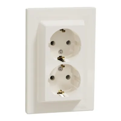 Asfora, Priza dubla 2P+E St German, 16A, crem
