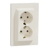 Asfora, Priza dubla 2P+E St German, 16A, crem