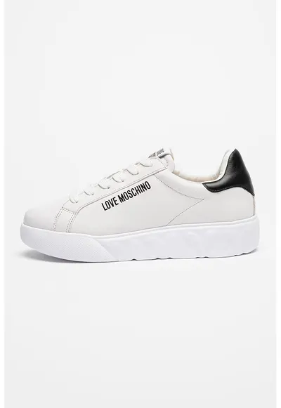 Pantofi sport de piele cu logo - Negru/Alb murdar