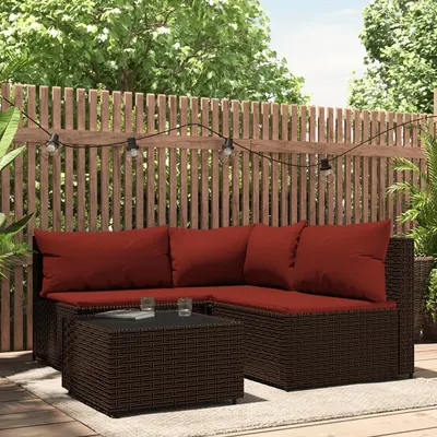 Gossi set mobilier de gradina cu perne, 4 piese, maro, poliratan