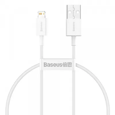 Cablu Date si Incarcare USB-A - Lightning Baseus Superior Series, 20W, 0.25m, Alb CALYS-02