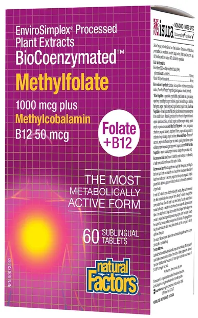 BioCoenzymated Methylfolate + В12, 60 tablete, Natural Factors