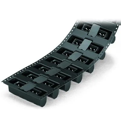 THR male header; 1.0 x 1.0 mm solder pin; straight; in tape-and-reel packaging; Pin spacing 5 mm; 8-pole; black