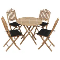 Gossi set mobilier de exterior pliabil, cu perne, 5 piese, bambus