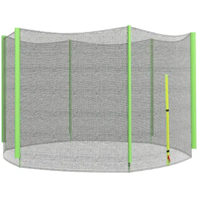 SPORTNOW Plasă Protecție Trambulină Rotundă 305cm cu 6 Stâlpi Drepti Rezistentă Negru/Verde | Aosom Romania