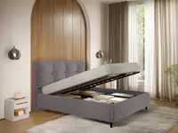 Pat Tapitat cu somiera Rabatabila Gri - Ramses 180x200