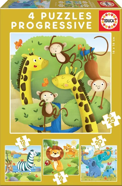 Puzzle Educa 4 in 1 - Animale salbatice
