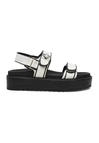 Sandale flatform cu velcro Bigmona - Alb/Negru