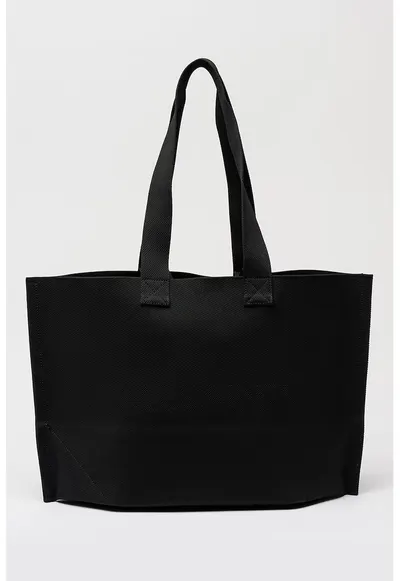 Geanta shopper din material textil cu logo discret Lutece - Negru