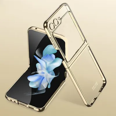 Husa Luxury Frame, Hard case, Antisoc, Compatibil cu Samsung Galaxy Z Flip 6/Flip 7 FE, Protectie full, Auriu Engros