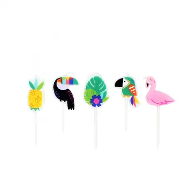 Set 5 lumânări party Tropical Multicolor