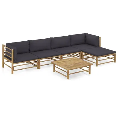 Gossi set mobilier de gradina cu perne gri inchis, 6 piese, bambus