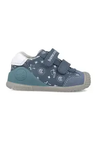 Pantofi sport cu imprimeu si segment dublu cu inchidere velcro - Alb/Albastru prafuit