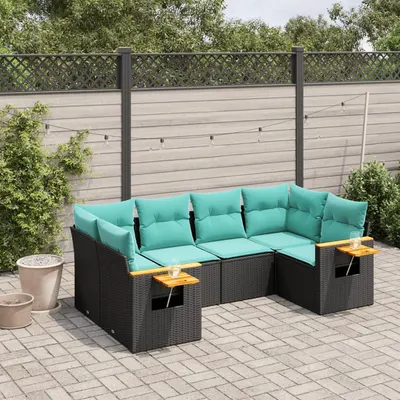 Gossi set canapele de gradina cu perne, 6 piese, negru, poliratan
