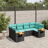 Gossi set canapele de gradina cu perne, 6 piese, negru, poliratan