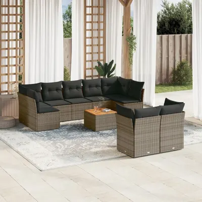 Gossi set mobilier de gradina cu perne, 10 piese, gri, poliratan