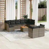 Gossi set mobilier de gradina cu perne, 10 piese, gri, poliratan