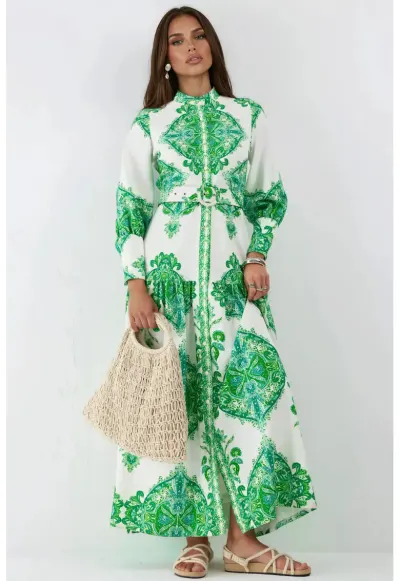 Rochie Maxi Paisley - Verde