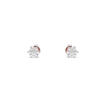 Cercei din aur roz cu diamante solitaire de 0.3ct