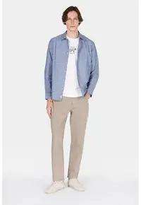 Camasa din bumbac cu maneci lungi CL1073846 - Albastru prafuit
