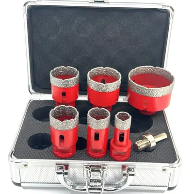 Set carote diamantate pt. gresie portelanata & piatra - diam. 20, 28, 35, 43, 50, 68mm Profesional Standard - DXDY.REDrill.BigSet