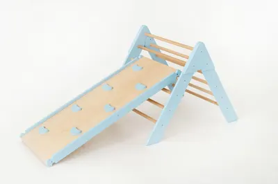 Structură de cățărat din lemn pentru interior cu tobogan dublu pentru copii