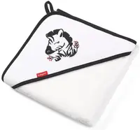 Prosop cu gluga din bumbac Babyono, 85 х 85 cm, alb cu zebra
