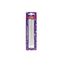Set 6 lumânări pentru tort, Celebright, alb-argintiu, mesaj Happy Birthday pe bază, 15 cm