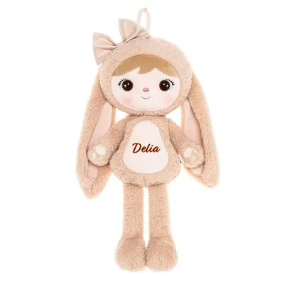 Papusa personalizata de plus Iepuras Pufos Bej cu fundita