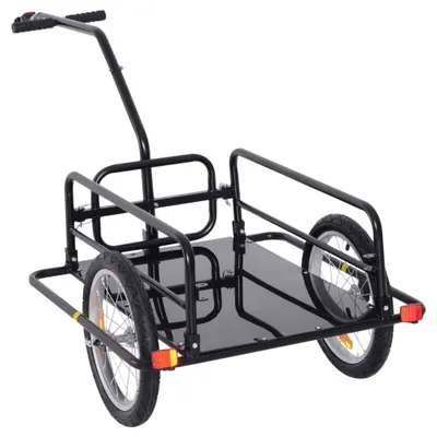 HOMCOM Carucior Remorca pentru Bicicleta Negru 156x72x82cm | Aosom Romania